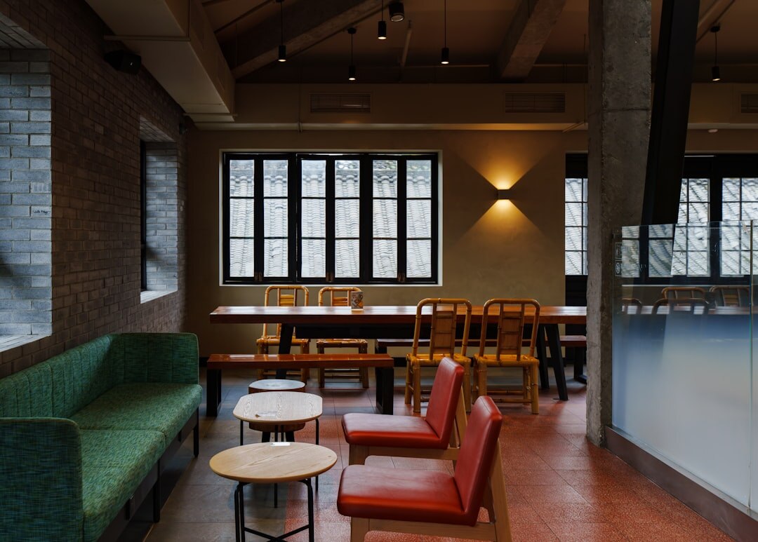 Modern coworking office interior with meeting area